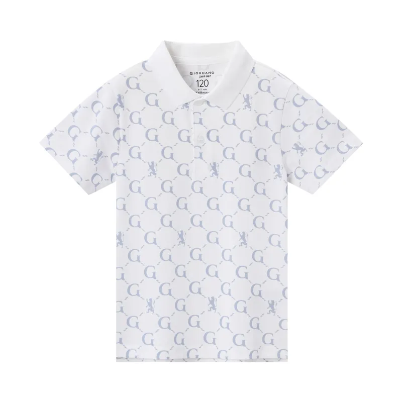 Kid's' Geometric Print Polo: Slim Fit, Bold Design, All-Day Comfort