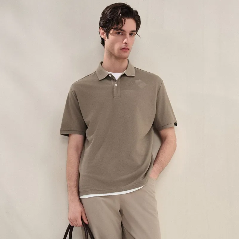 Men Regular Lyocell Cotton Blend Polo