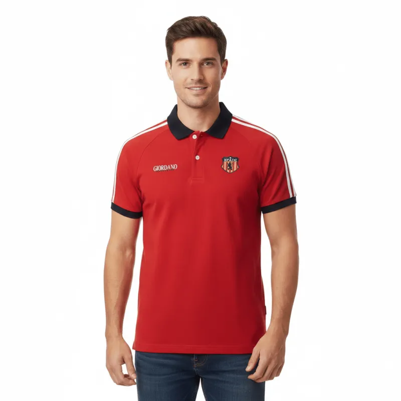 Men Slim Cotton Lycra World Cup Red Polo