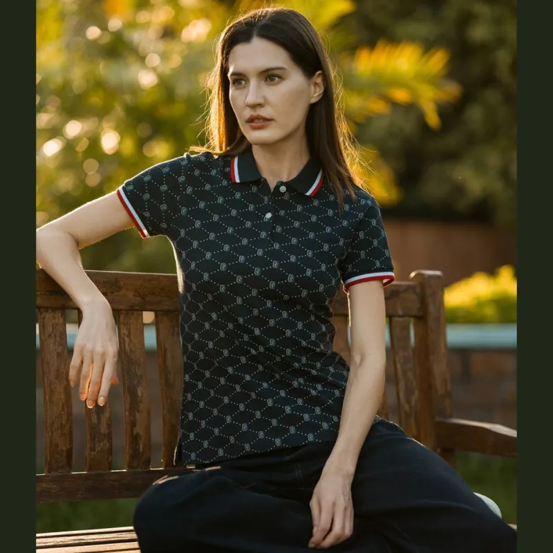 Women's Classic Slim Fit Cotton-Lycra Piqué Polo Shirt – All-Over Print