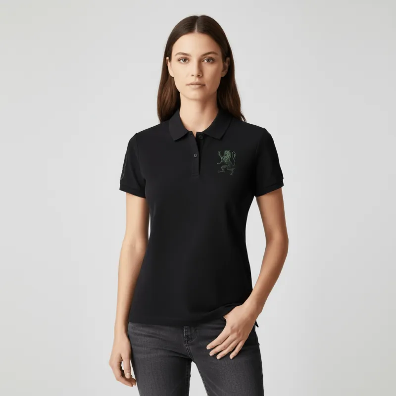 Women's Cotton Lycra 3D Lion Embroidery Polo